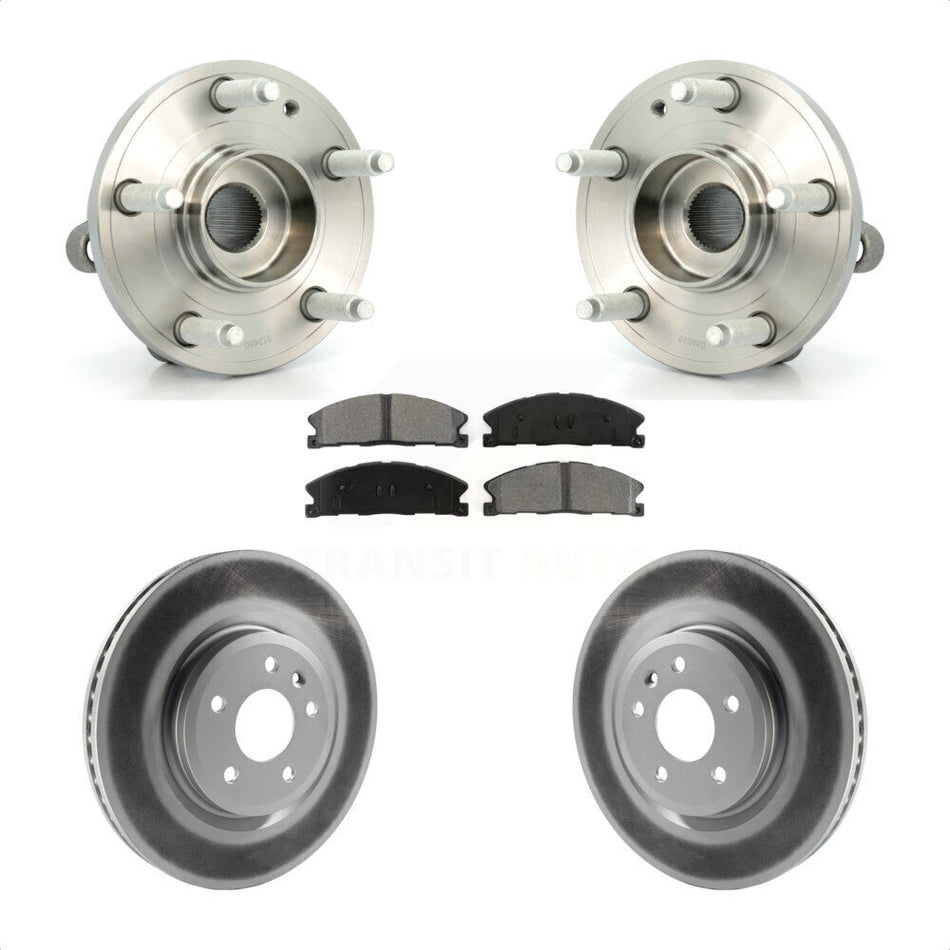 Front Hub Bearing Assembly With Coated Disc Brake Rotors And Semi-Metallic Pads Kit For 2013 Ford Explorer Sport Heavy Duty Brakes KBB-103936