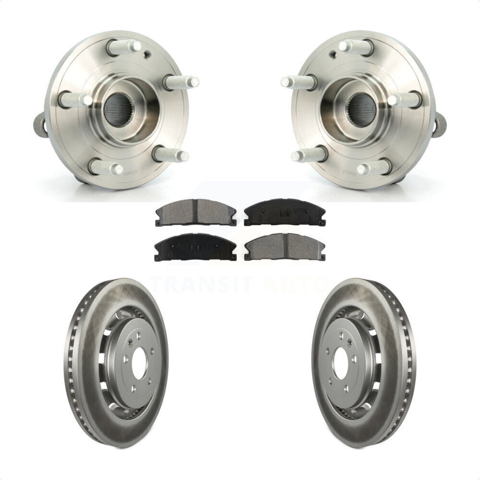 Front Hub Bearing Assembly With Coated Disc Brake Rotors And Semi-Metallic Pads Kit For Ford Explorer Police Interceptor Utility KBB-103937
