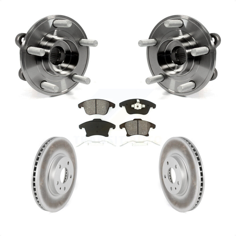 Front Hub Bearing Assembly With Coated Disc Brake Rotors And Semi-Metallic Pads Kit For Ford Fusion Lincoln MKZ KBB-103938