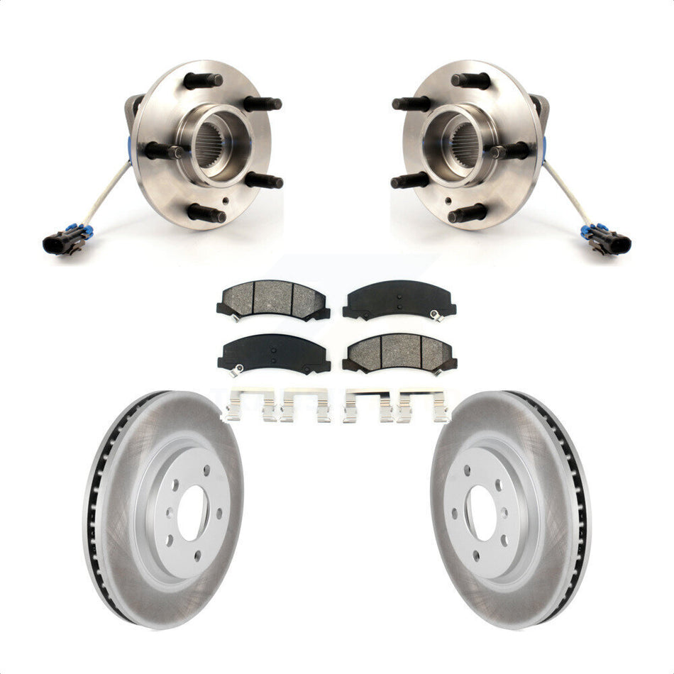 Front Hub Bearing Assembly With Coated Disc Brake Rotors And Semi-Metallic Pads Kit For Chevrolet Impala Buick Lucerne Limited Monte Carlo KBB-103968