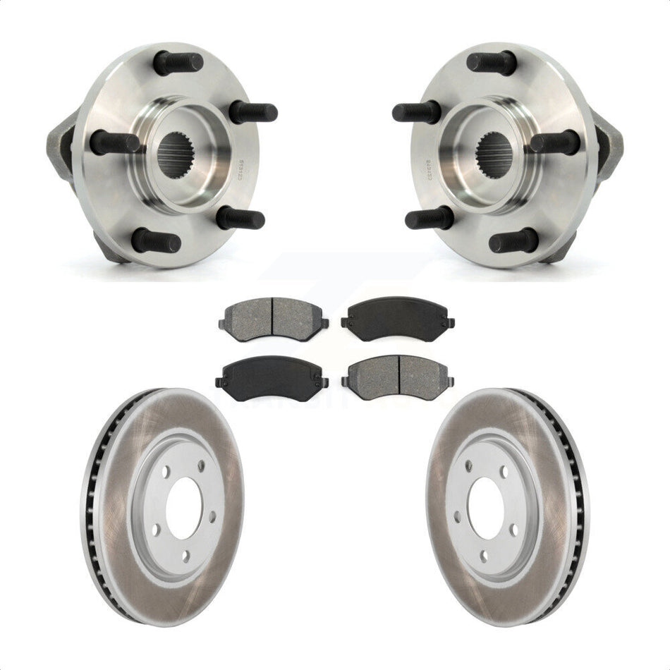 Front Hub Bearing Assembly With Coated Disc Brake Rotors And Semi-Metallic Pads Kit For Dodge Grand Caravan Chrysler Voyager KBB-103972