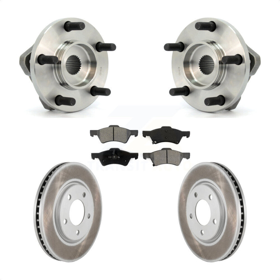 Front Hub Bearing Assembly With Coated Disc Brake Rotors And Semi-Metallic Pads Kit For Dodge Grand Caravan Chrysler Town & Country KBB-103973