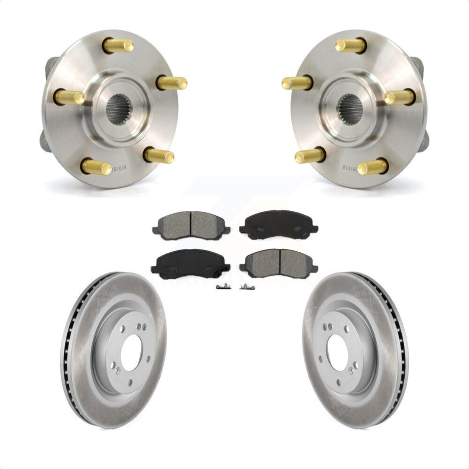Front Hub Bearing Assembly With Coated Disc Brake Rotors And Semi-Metallic Pads Kit For 2006 Mitsubishi Eclipse To 10 31 05 KBB-103982