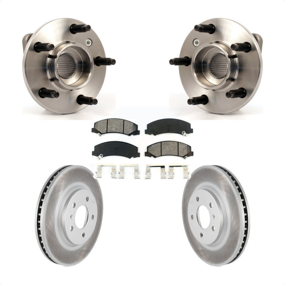 Front Hub Bearing Assembly With Coated Disc Brake Rotors And Semi-Metallic Pads Kit For Chevrolet Impala Monte Carlo Non-ABS KBB-103991