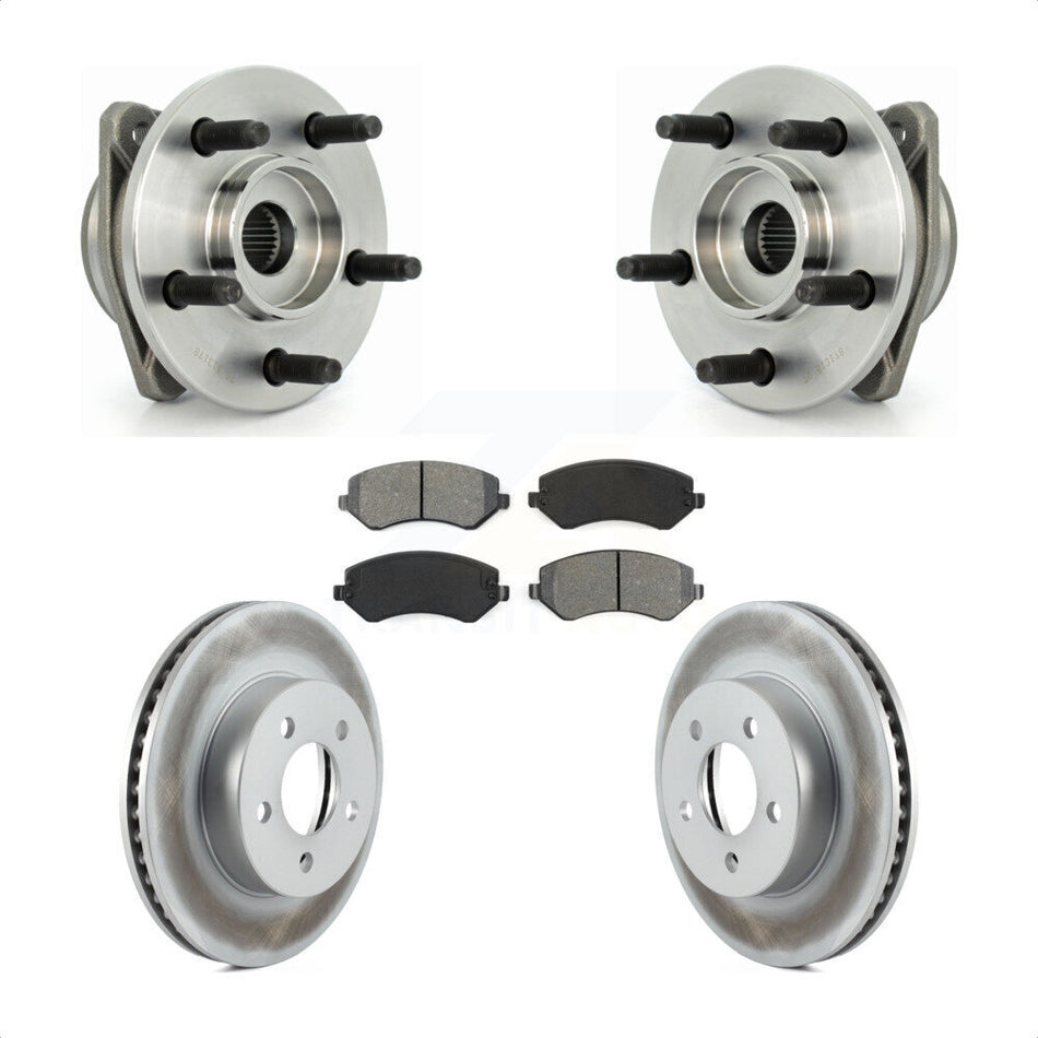 Front Hub Bearing Assembly With Coated Disc Brake Rotors And Semi-Metallic Pads Kit For 2002-2005 Jeep Liberty Non-ABS KBB-103992