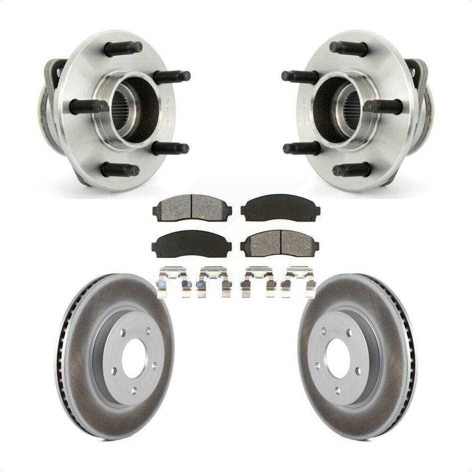 Front Hub Bearing Assembly With Coated Disc Brake Rotors And Semi-Metallic Pads Kit For Saturn Vue Chevrolet Equinox Pontiac Torrent Non-ABS KBB-103999