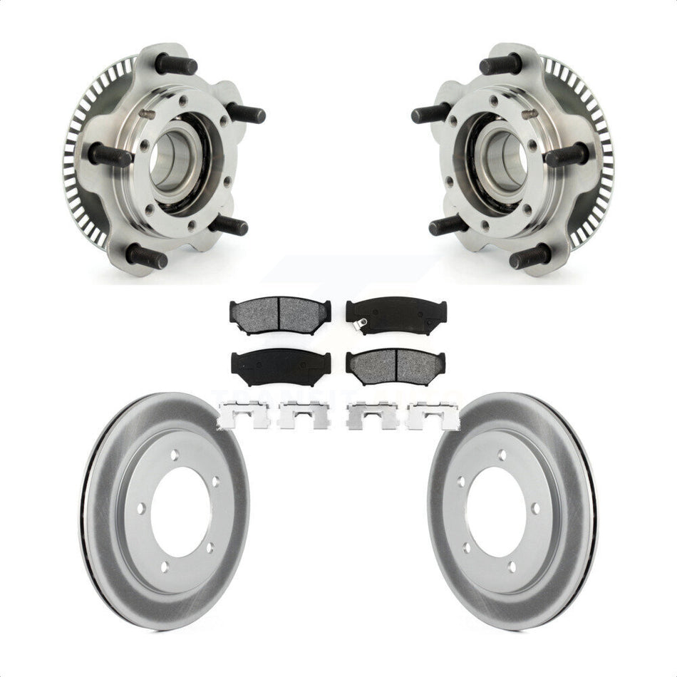 Front Hub Bearing Assembly With Coated Disc Brake Rotors And Semi-Metallic Pads Kit For 2001-2004 Chevrolet Tracker Suzuki Vitara KBB-104003