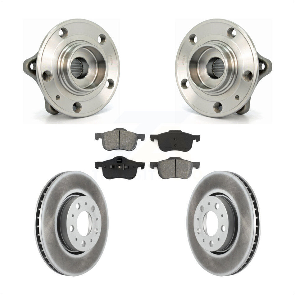 Front Hub Bearing Assembly With Coated Disc Brake Rotors And Semi-Metallic Pads Kit For Volvo S60 V70 XC70 S80 KBB-104007