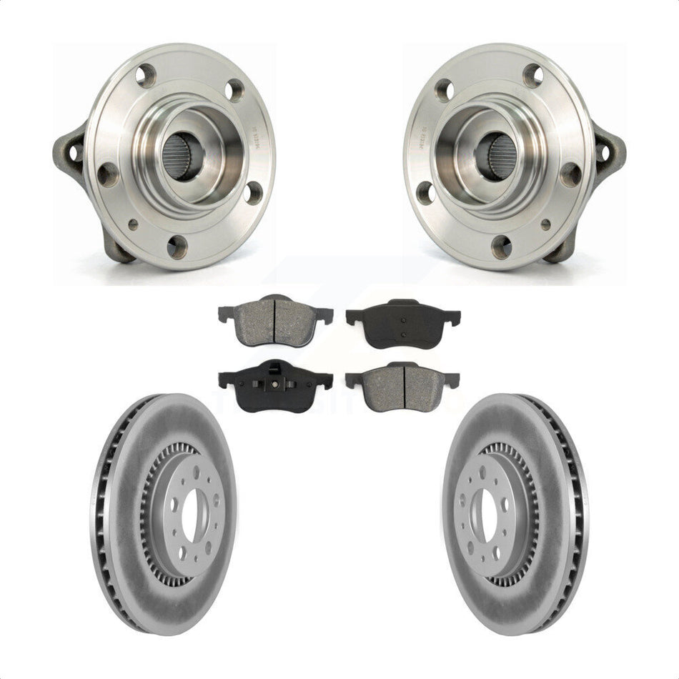 Front Hub Bearing Assembly With Coated Disc Brake Rotors And Semi-Metallic Pads Kit For Volvo S60 V70 XC70 S80 KBB-104009