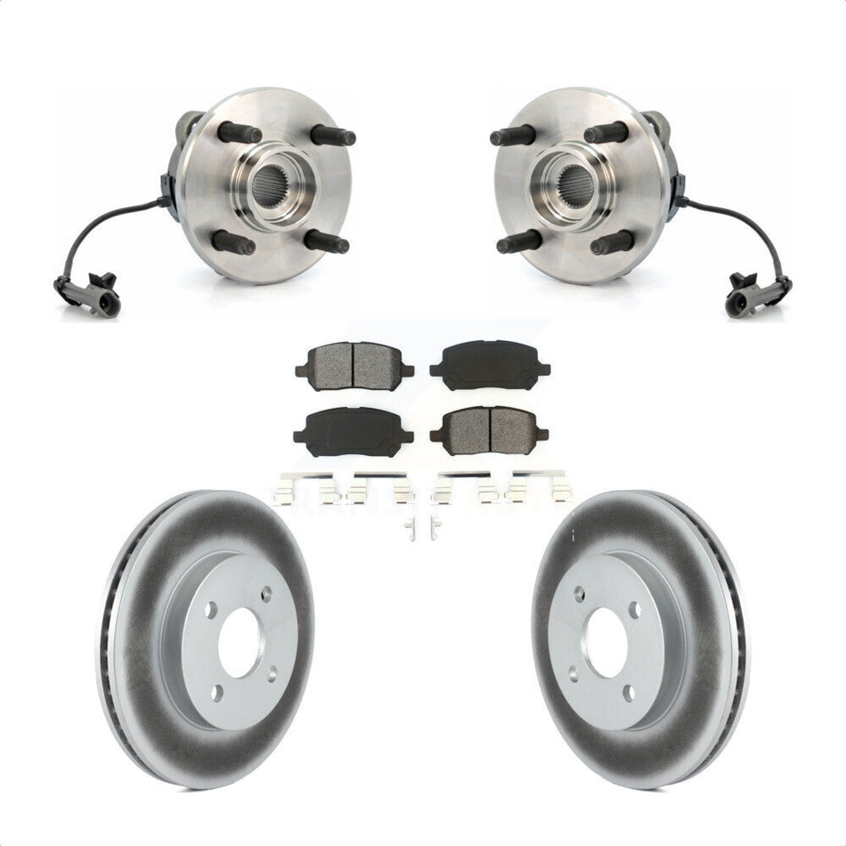 Front Hub Bearing Assembly With Coated Disc Brake Rotors And Semi-Metallic Pads Kit For Chevrolet Cobalt Saturn Ion Pontiac G5 Pursuit KBB-104014