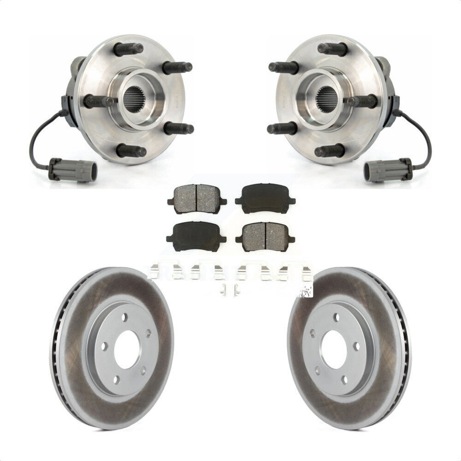 Front Hub Bearing Assembly With Coated Disc Brake Rotors And Semi-Metallic Pads Kit For Chevrolet HHR KBB-104021