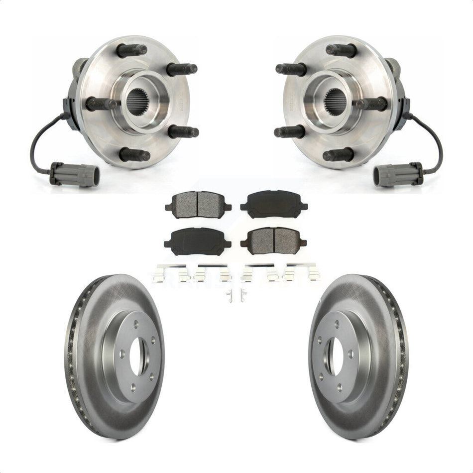 Front Hub Bearing Assembly With Coated Disc Brake Rotors And Semi-Metallic Pads Kit For Chevrolet Cobalt Pontiac G5 KBB-104022