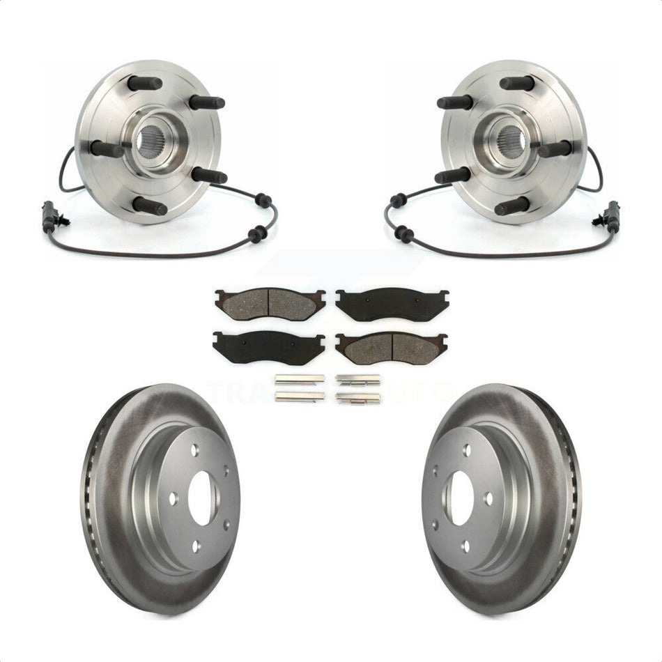 Front Hub Bearing Assembly With Coated Disc Brake Rotors And Semi-Metallic Pads Kit For 2004-2005 Dodge Durango KBB-104023
