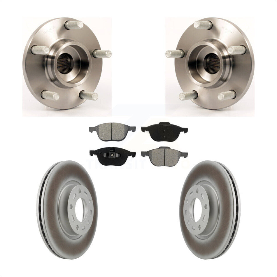 Front Hub Bearing Assembly With Coated Disc Brake Rotors And Semi-Metallic Pads Kit For Mazda 3 2.3L KBB-104025
