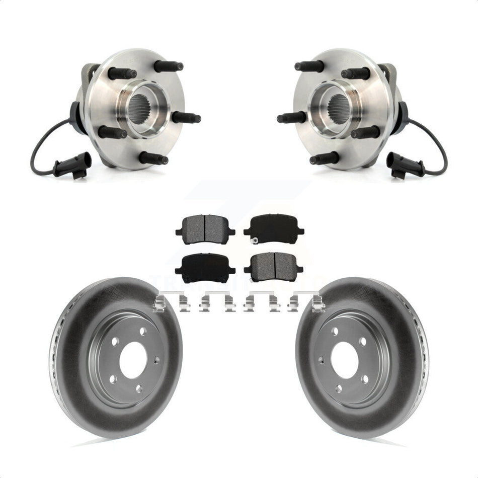 Front Hub Bearing Assembly With Coated Disc Brake Rotors And Semi-Metallic Pads Kit For Chevrolet Malibu HHR Pontiac G6 KBB-104027
