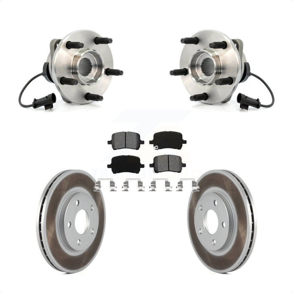 Front Hub Bearing Assembly With Coated Disc Brake Rotors And Semi-Metallic Pads Kit For Chevrolet Malibu KBB-104029