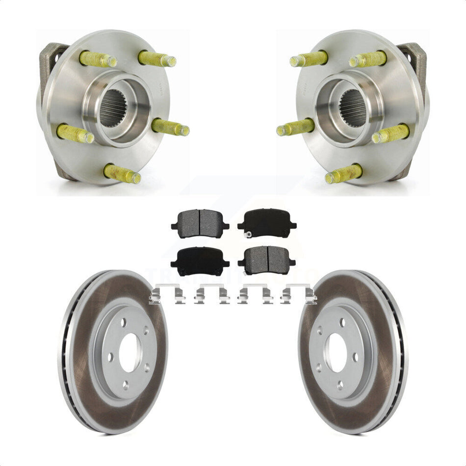 Front Hub Bearing Assembly With Coated Disc Brake Rotors And Semi-Metallic Pads Kit For Chevrolet Malibu KBB-104033