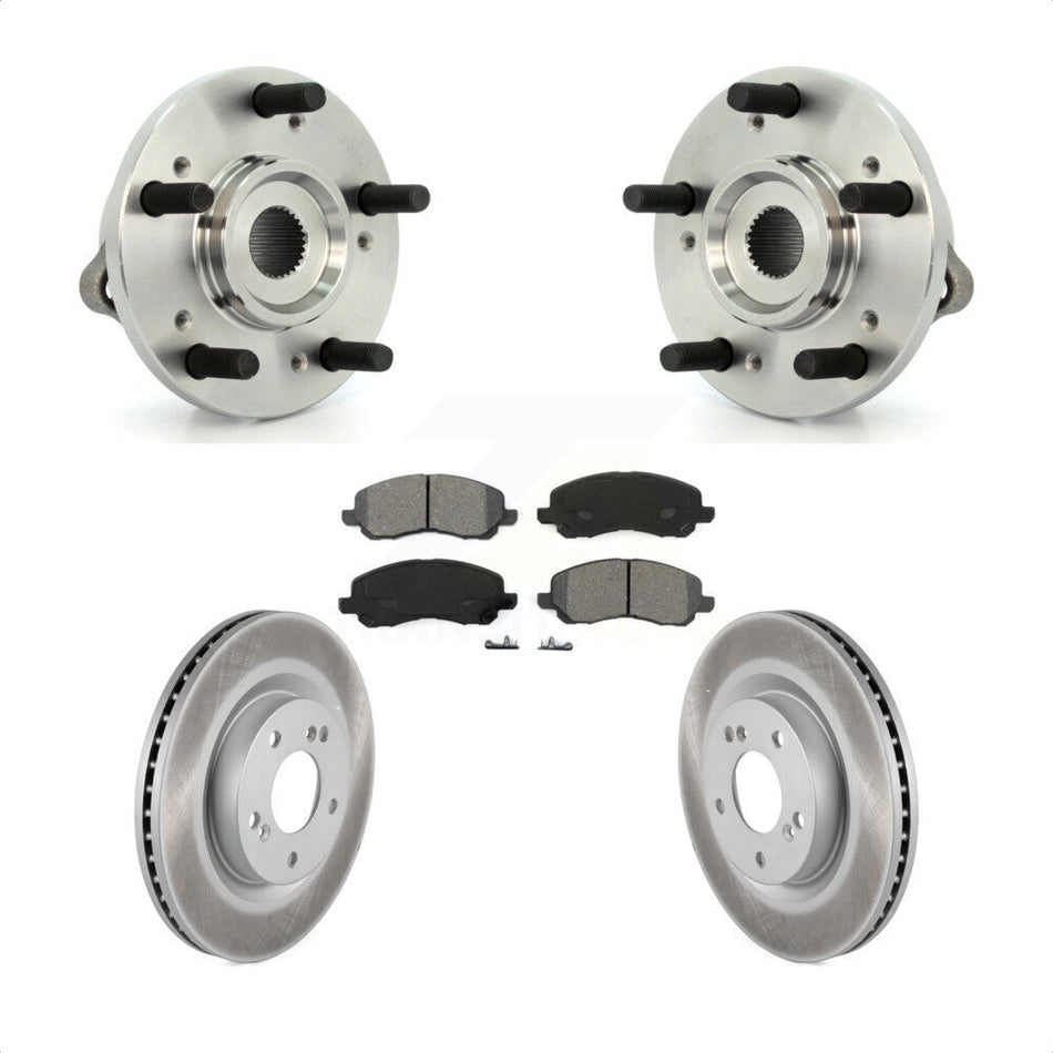 Front Hub Bearing Assembly With Coated Disc Brake Rotors And Semi-Metallic Pads Kit For Mitsubishi Galant Eclipse KBB-104037