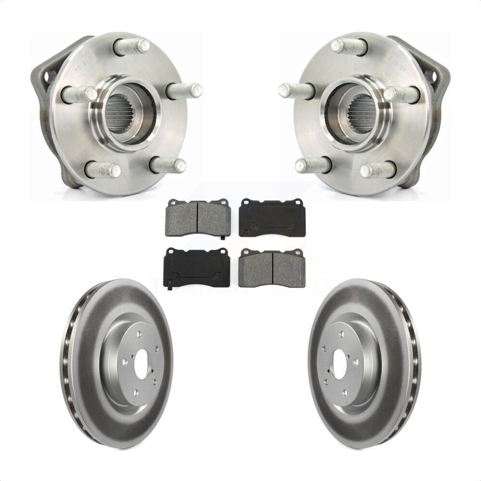 Front Hub Bearing Assembly With Coated Disc Brake Rotors And Semi-Metallic Pads Kit For 2014 Subaru WRX Limited Base KBB-104043
