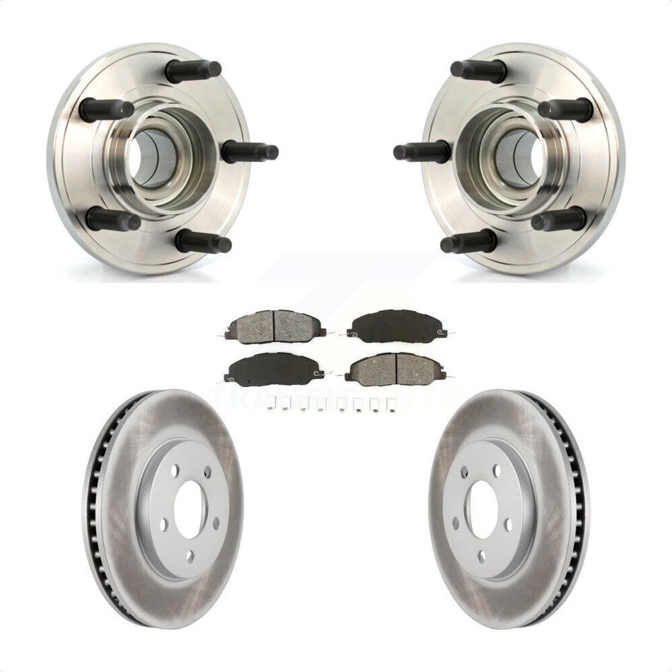 Front Hub Bearing Assembly With Coated Disc Brake Rotors And Semi-Metallic Pads Kit For Ford Mustang KBB-104047