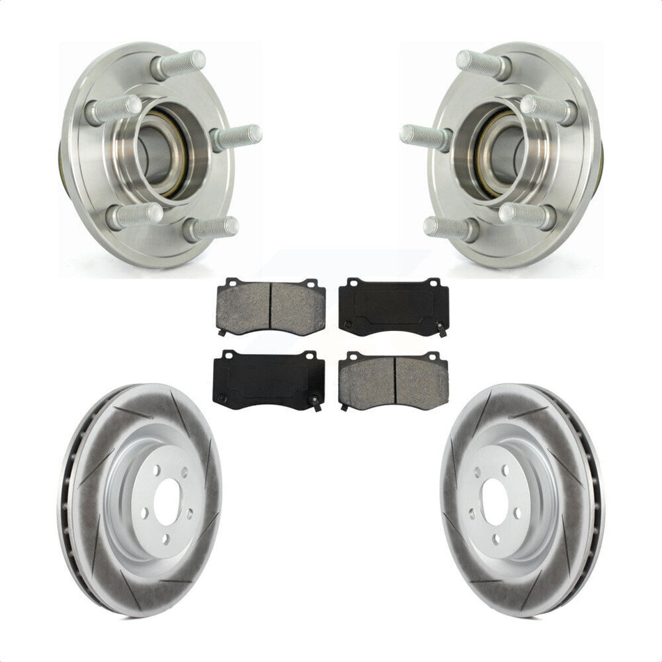 Front Hub Bearing Assembly With Coated Disc Brake Rotors And Semi-Metallic Pads Kit For Dodge Chrysler 300 Charger Challenger Magnum KBB-104055