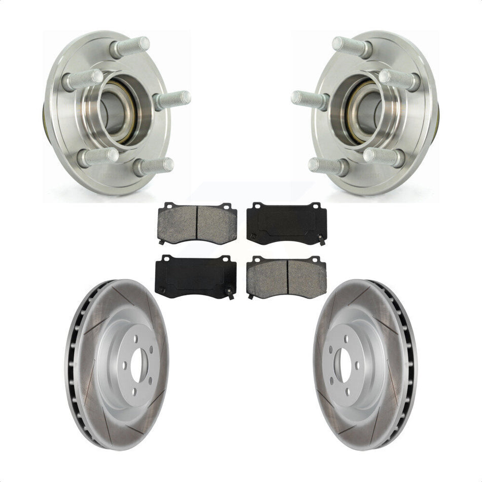 Front Hub Bearing Assembly With Coated Disc Brake Rotors And Semi-Metallic Pads Kit For Dodge Chrysler 300 Charger Challenger Magnum KBB-104056