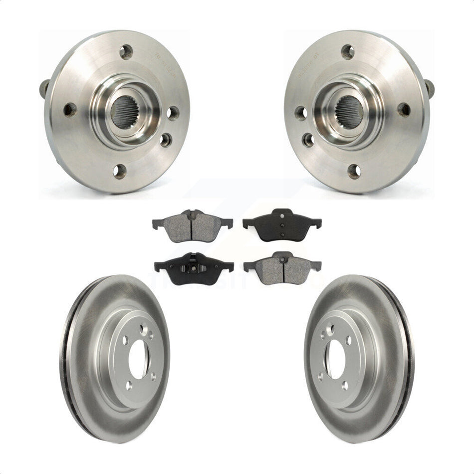Front Hub Bearing Assembly With Coated Disc Brake Rotors And Semi-Metallic Pads Kit For 2002-2006 Mini Cooper 276mm Diameter Rotor KBB-104059