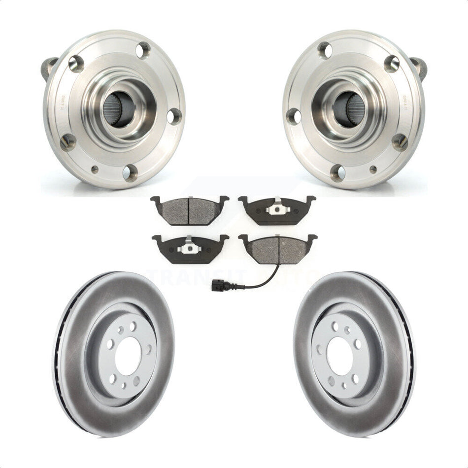 Front Hub Bearing Assembly With Coated Disc Brake Rotors And Semi-Metallic Pads Kit For Volkswagen Jetta Golf City KBB-104070