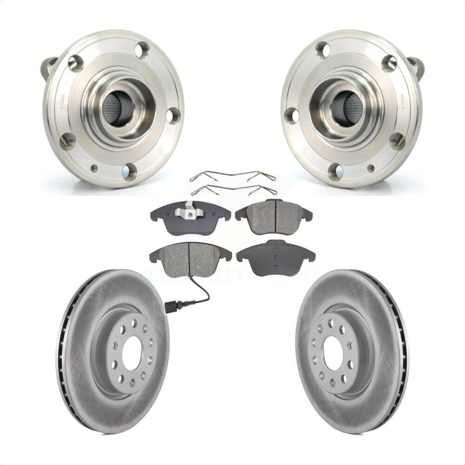 Front Hub Bearing Assembly With Coated Disc Brake Rotors And Semi-Metallic Pads Kit For Volkswagen Passat Tiguan Audi Q3 Quattro Limited KBB-104073