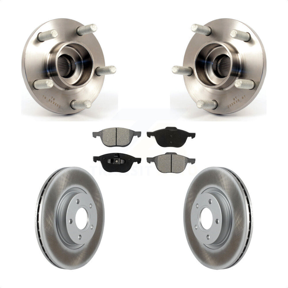 Front Hub Bearing Assembly With Coated Disc Brake Rotors And Semi-Metallic Pads Kit For Volvo S40 C70 C30 V50 KBB-104085