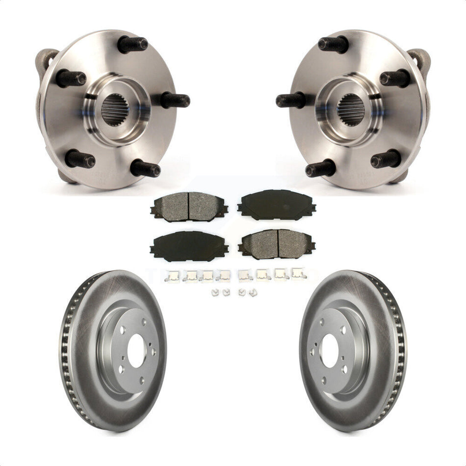 Front Hub Bearing Assembly With Coated Disc Brake Rotors And Semi-Metallic Pads Kit For Toyota RAV4 Scion tC Corolla iM KBB-104086