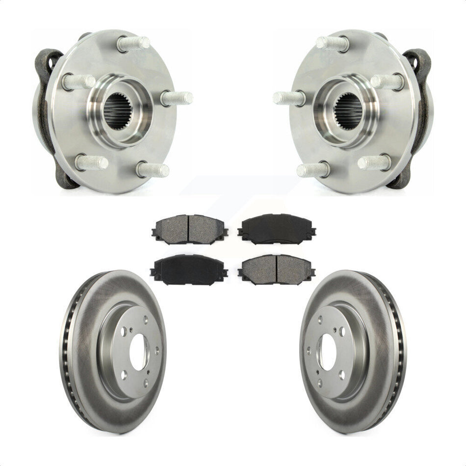 Front Hub Bearing Assembly With Coated Disc Brake Rotors And Semi-Metallic Pads Kit For 2013-2018 Toyota RAV4 LE KBB-104089