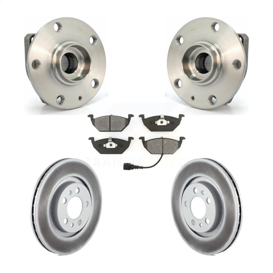 Front Hub Bearing Assembly With Coated Disc Brake Rotors And Semi-Metallic Pads Kit For Volkswagen Golf City KBB-104091