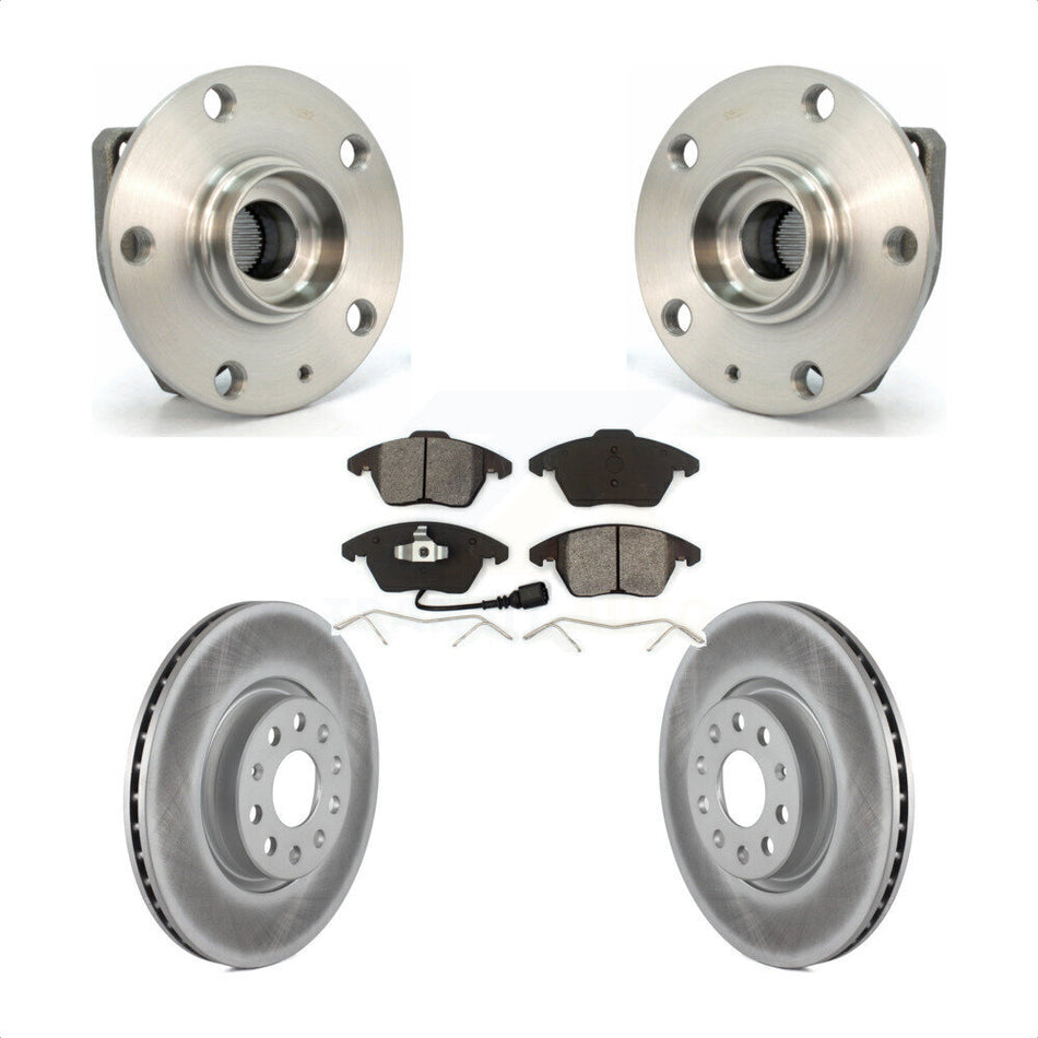 Front Hub Bearing Assembly With Coated Disc Brake Rotors And Semi-Metallic Pads Kit For Volkswagen GTI Eos Audi A3 KBB-104093