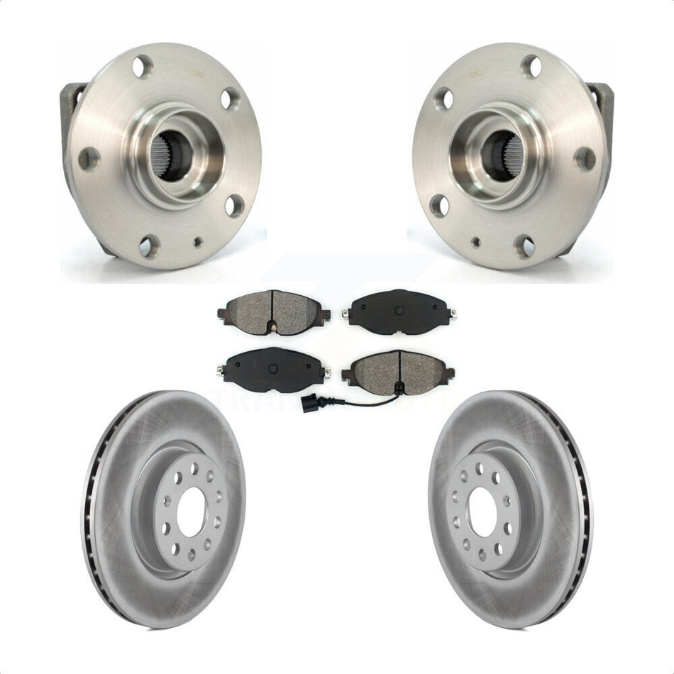 Front Hub Bearing Assembly With Coated Disc Brake Rotors And Semi-Metallic Pads Kit For 2017 Volkswagen Golf Alltrack Code 1ZE 1ZP KBB-104094