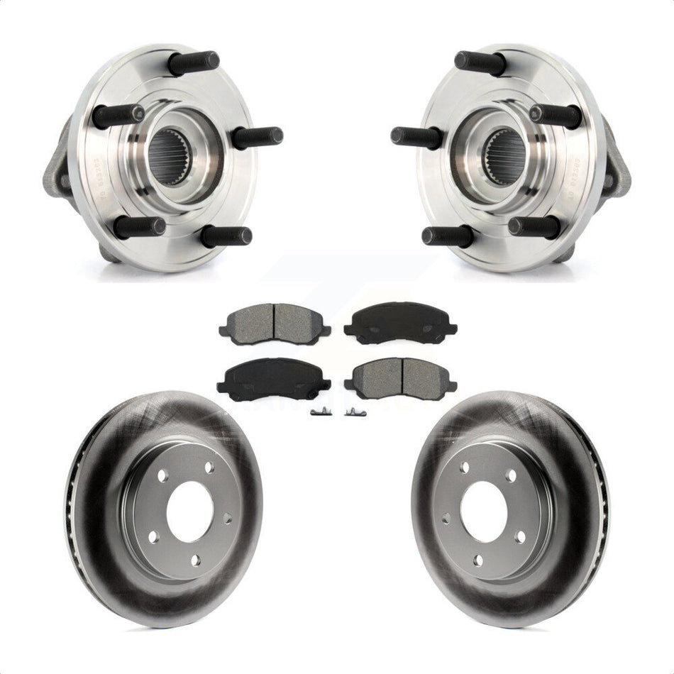 Front Hub Bearing Assembly With Coated Disc Brake Rotors And Semi-Metallic Pads Kit For Dodge Caliber KBB-104097