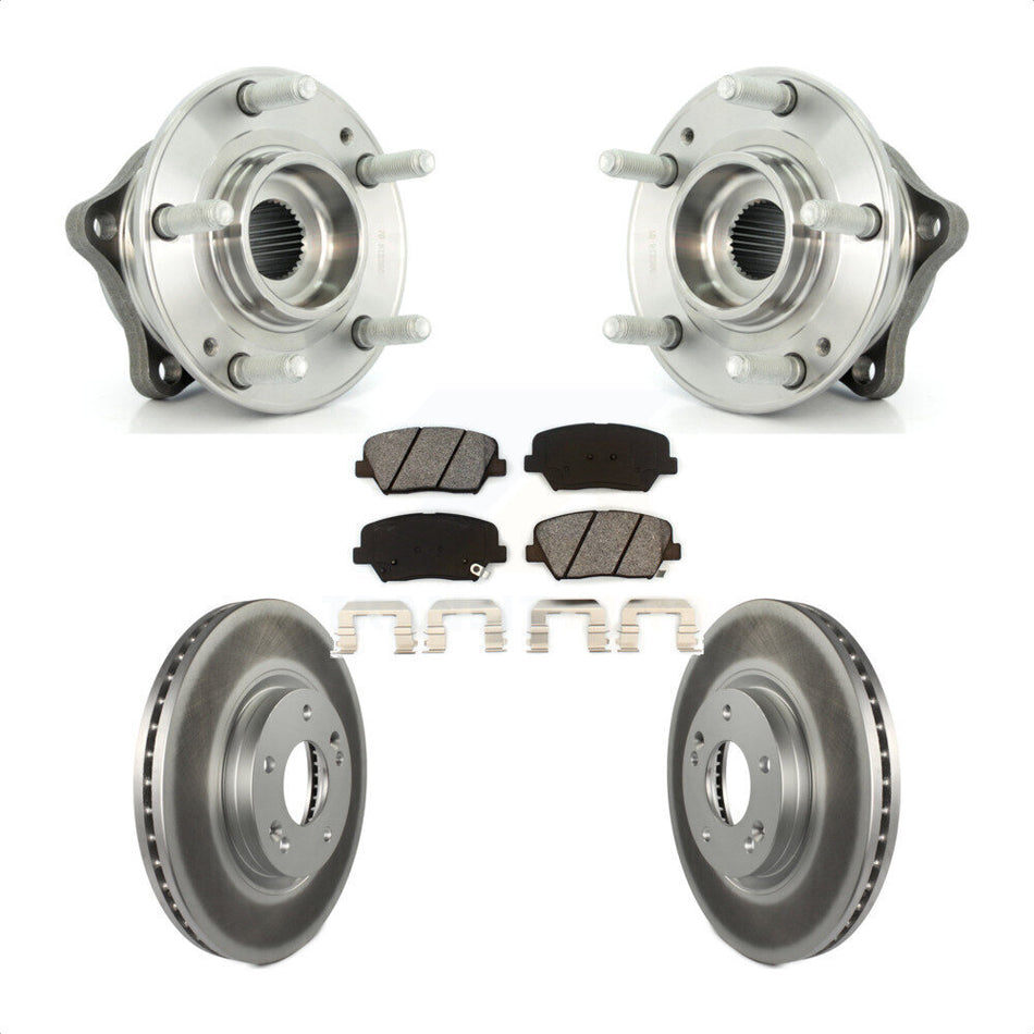 Front Hub Bearing Assembly With Coated Disc Brake Rotors And Semi-Metallic Pads Kit For Kia Sorento Hyundai Santa Fe ABS Brakes KBB-104105