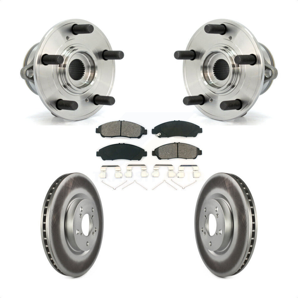 Front Hub Bearing Assembly With Coated Disc Brake Rotors And Semi-Metallic Pads Kit For Honda Pilot Acura MDX ZDX KBB-104109