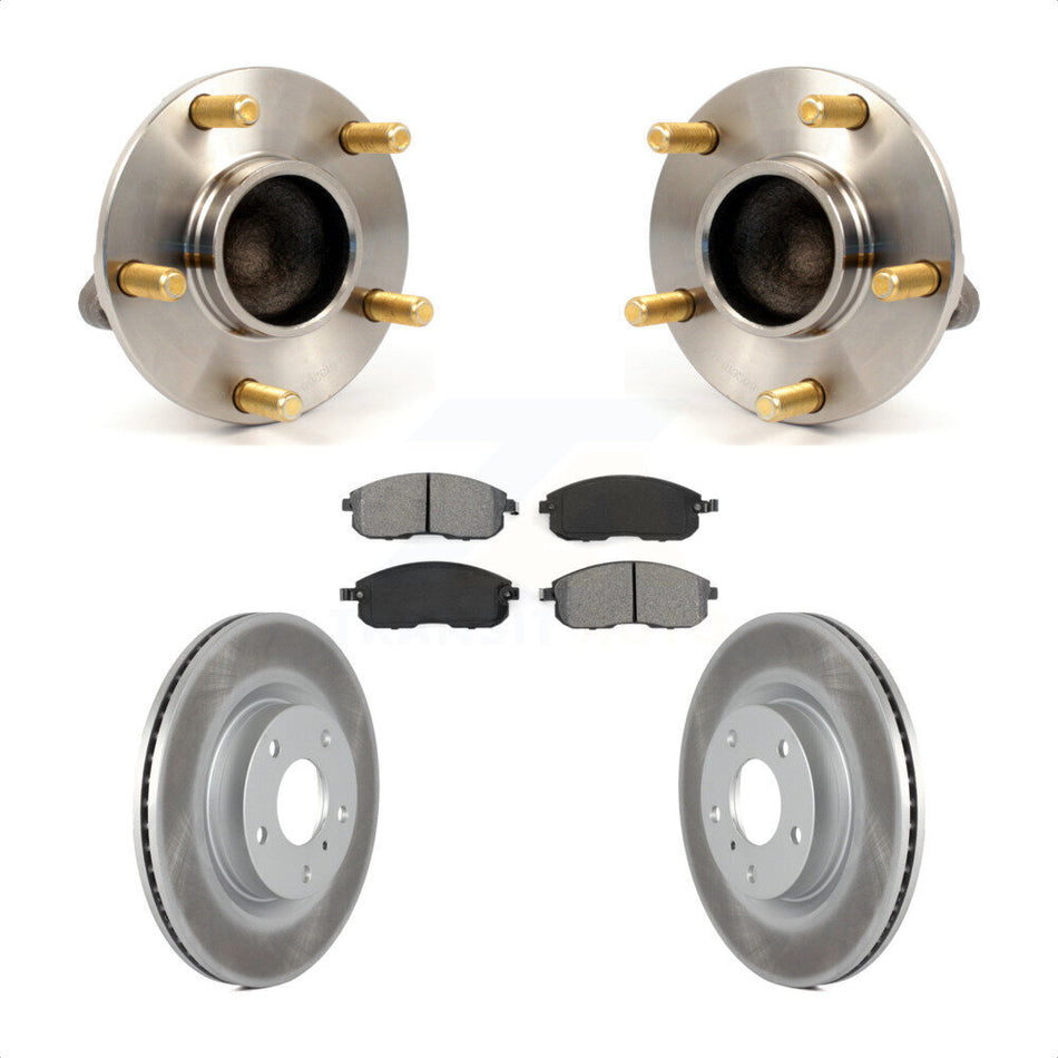 Front Hub Bearing Assembly With Coated Disc Brake Rotors And Semi-Metallic Pads Kit For Infiniti G35 Nissan 350Z INFINITI Without Brembo Brakes KBB-104110