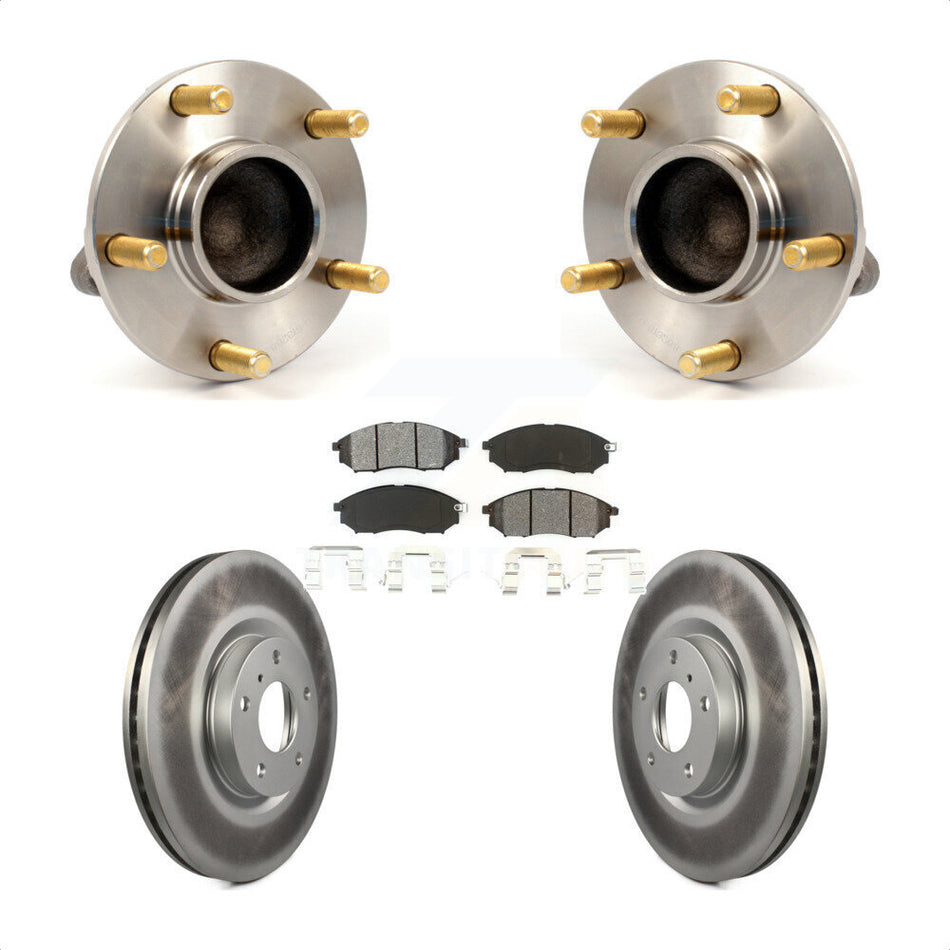 Front Hub Bearing Assembly With Coated Disc Brake Rotors And Semi-Metallic Pads Kit For Infiniti G35 Nissan 350Z INFINITI KBB-104111