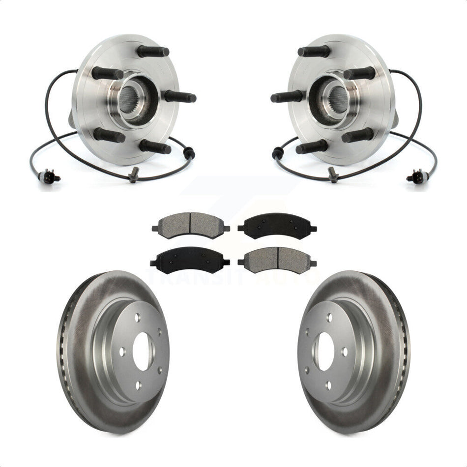 Front Hub Bearing Assembly With Coated Disc Brake Rotors And Semi-Metallic Pads Kit For 2007-2009 Dodge Durango Chrysler Aspen KBB-104114