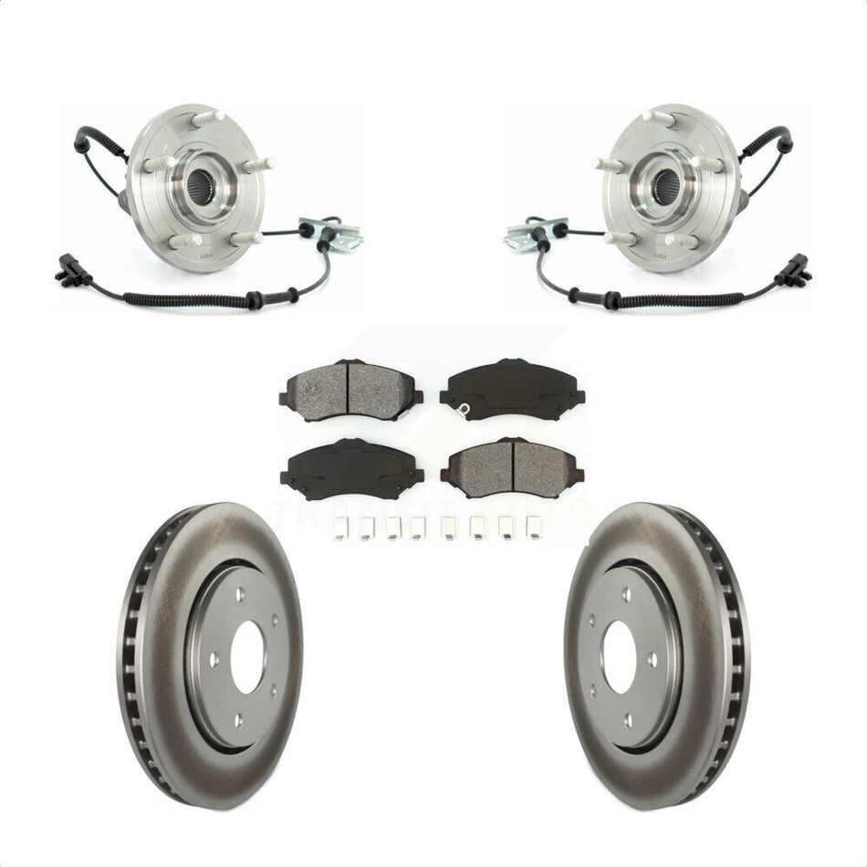 Front Hub Bearing Assembly With Coated Disc Brake Rotors And Semi-Metallic Pads Kit For Chrysler Town & Country Dodge Grand Caravan Volkswagen Routan KBB-104117