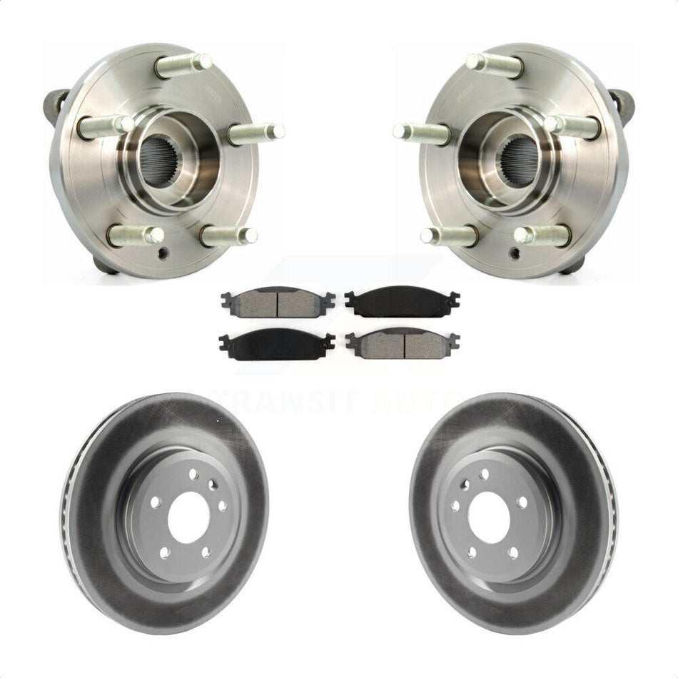 Front Hub Bearing Assembly With Coated Disc Brake Rotors And Semi-Metallic Pads Kit For 2009-2010 Lincoln MKS KBB-104123