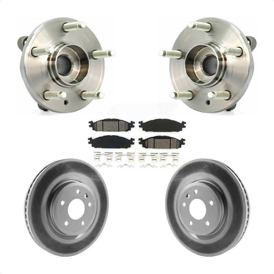 Front Hub Bearing Assembly With Coated Disc Brake Rotors And Semi-Metallic Pads Kit For Ford Taurus Flex Lincoln MKT MKS KBB-104124
