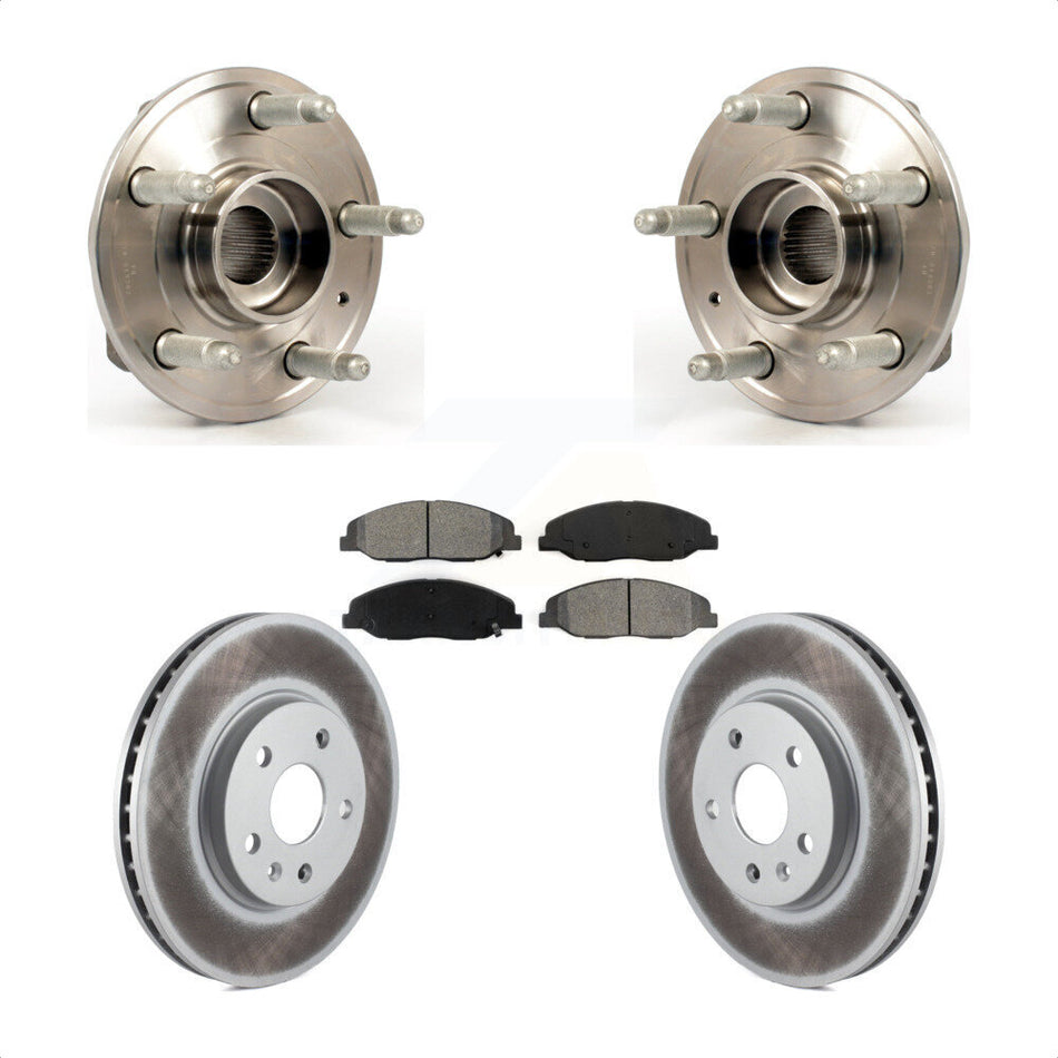 Front Hub Bearing Assembly With Coated Disc Brake Rotors And Semi-Metallic Pads Kit For Cadillac CTS KBB-104130