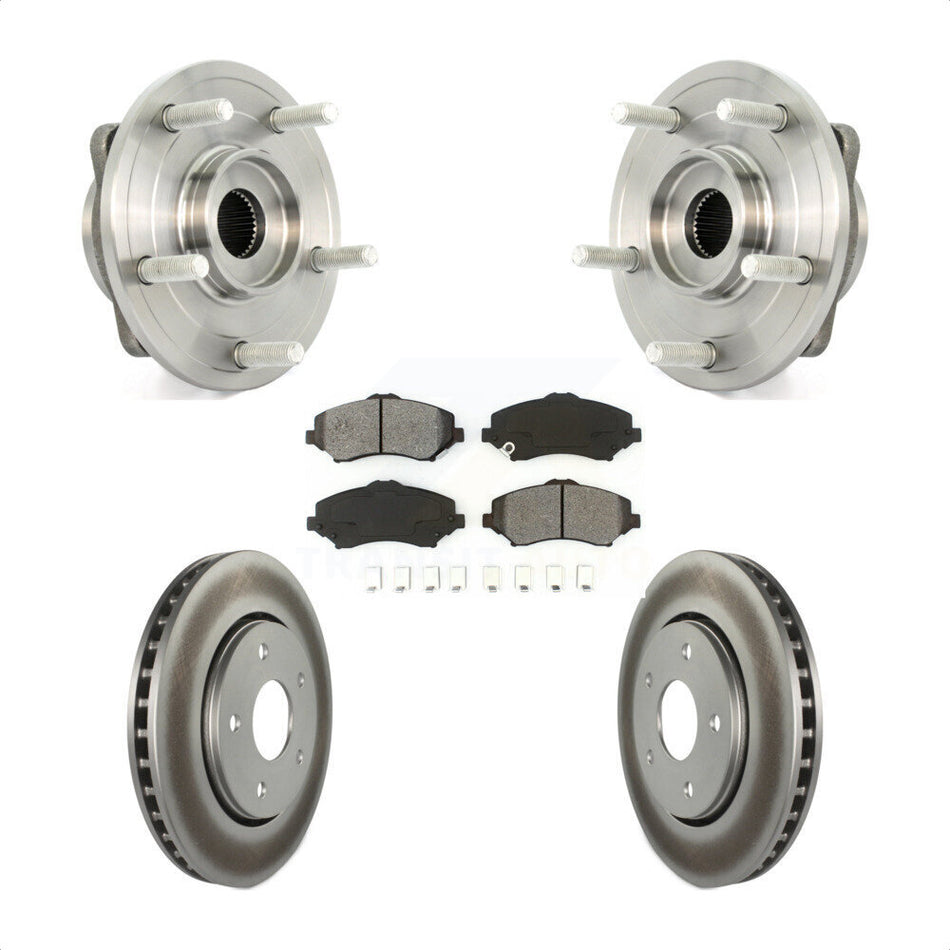 Front Hub Bearing Assembly With Coated Disc Brake Rotors And Semi-Metallic Pads Kit For Dodge Journey KBB-104134