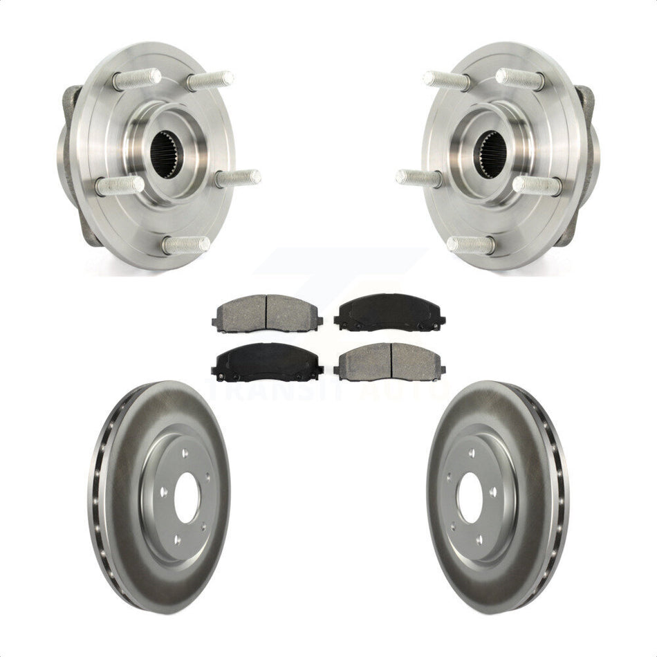 Front Hub Bearing Assembly With Coated Disc Brake Rotors And Semi-Metallic Pads Kit For Dodge Journey KBB-104136