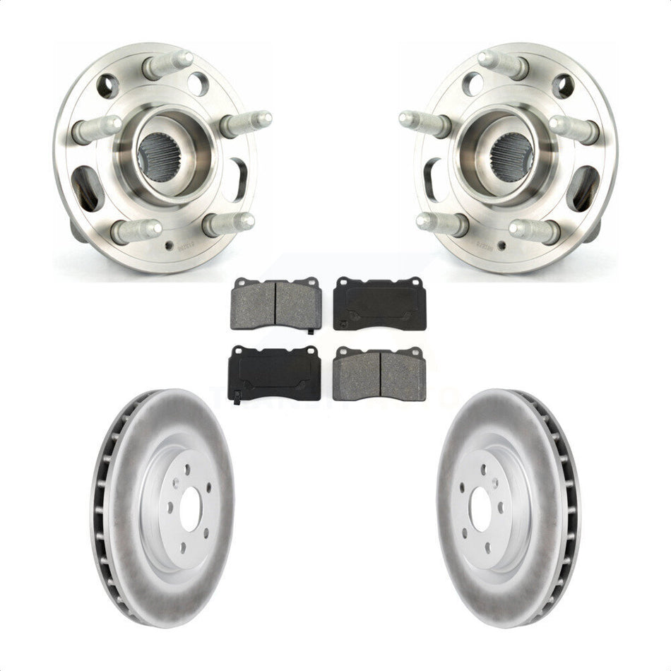 Front Hub Bearing Assembly With Coated Disc Brake Rotors And Semi-Metallic Pads Kit For 2012-2013 Buick Regal Brembo Calipers KBB-104141