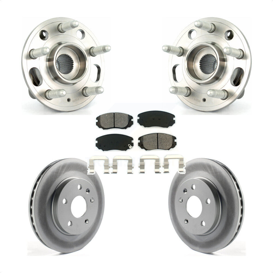 Front Hub Bearing Assembly With Coated Disc Brake Rotors And Semi-Metallic Pads Kit For Chevrolet Malibu Buick LaCrosse Regal Limited KBB-104142