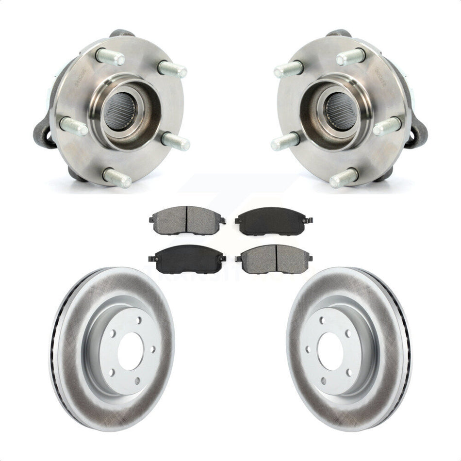 Front Hub Bearing Assembly With Coated Disc Brake Rotors And Semi-Metallic Pads Kit For Nissan Altima KBB-104151